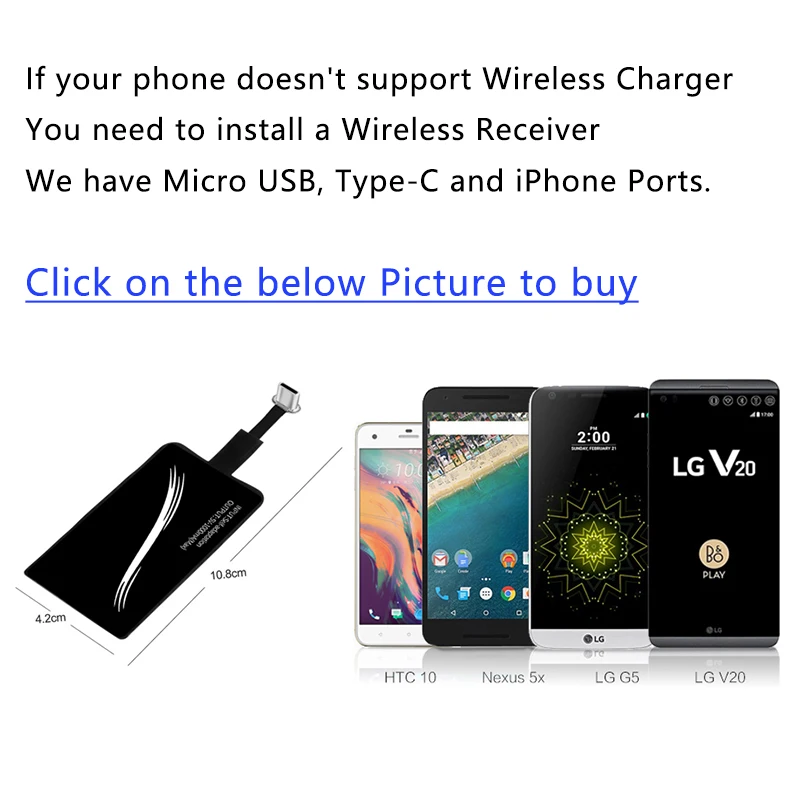 Беспроводное зарядное устройство CinkeyPro для iPhone 8 10 X Samsung S7 S8 5V/1A адаптер зарядка