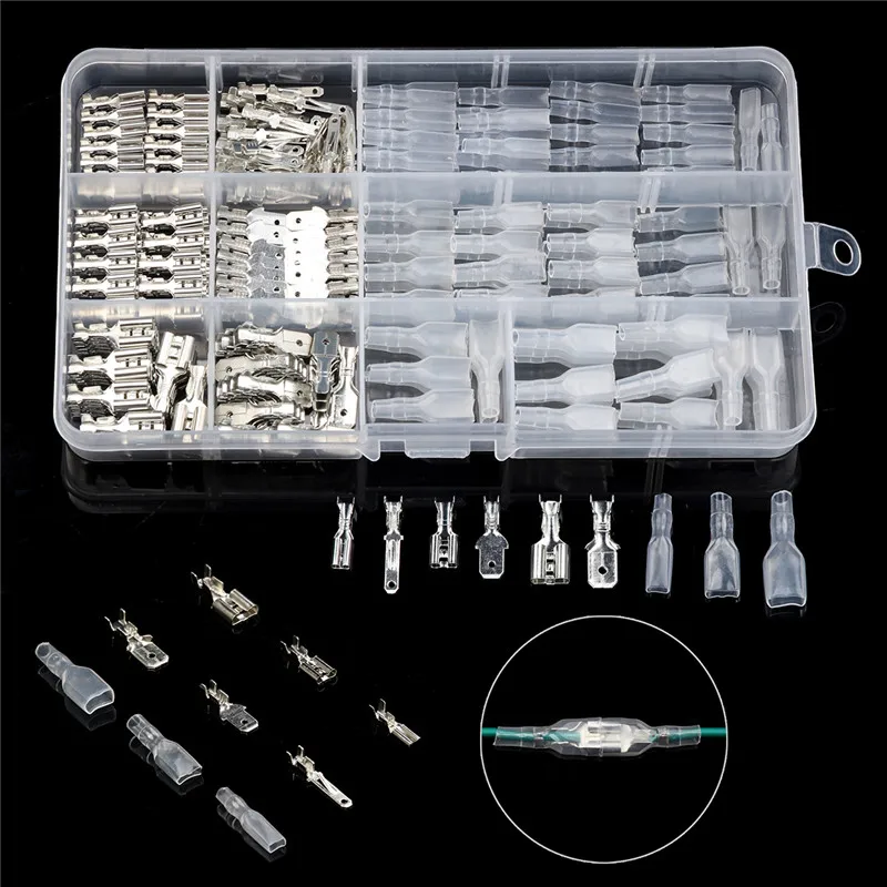 

120/270pcs 2.8/4.8/6.3mm Insulated Crimp Terminals Seal Electrical Wire Connectors Crimp Terminal Connector Assortment Kit