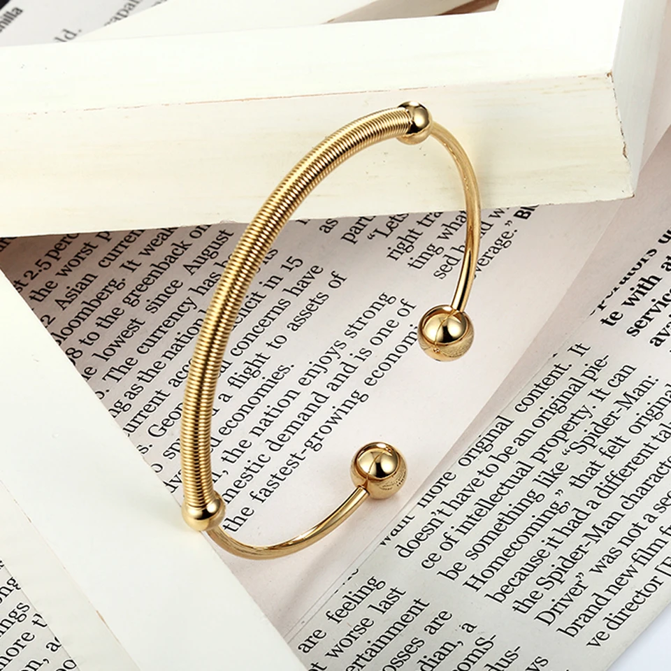 

2019 New Bangles Spring Frosted Shape Circle Stainless Steel Bracelets & Bangles Gold Color Bracelets Jewellery For Women Gift