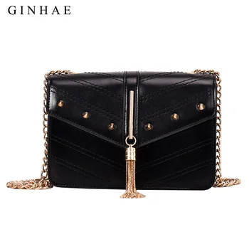

Luxury Leather Handbag Women Flap Bag Designer Rivet Shoulder Bag Small Chain Messenger Bags For Ladies Purse Clutch Torba Women