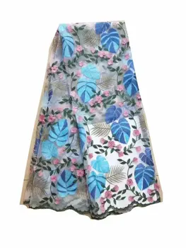 

5yards colourful Embroidered African French Lace Fabric African French Net Tulle Lace Fabric For Wedding JKMA271