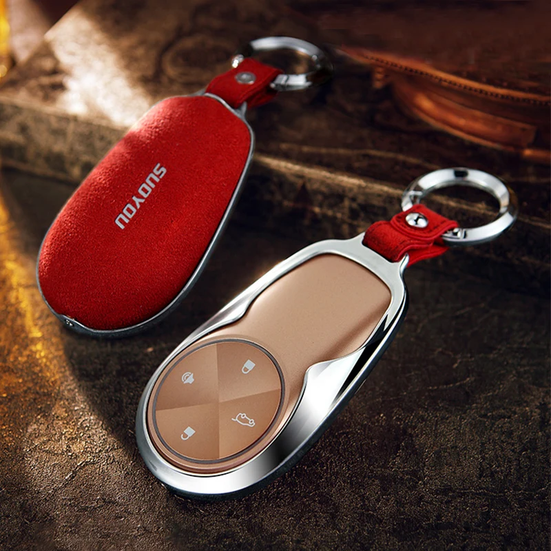 

Genuine Leather Galvanized Alloy Car Key Case Cover For NEXTEV Es8