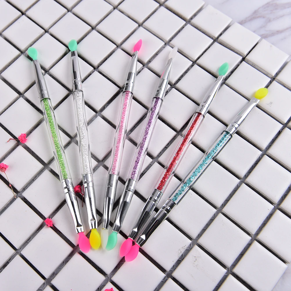 

Double Ended Silicone Head Rhinestone Eyeshadow Eyebrow Lip Makeup Brush Tool 1PC Silicone Eye Shadow makeup Brushes