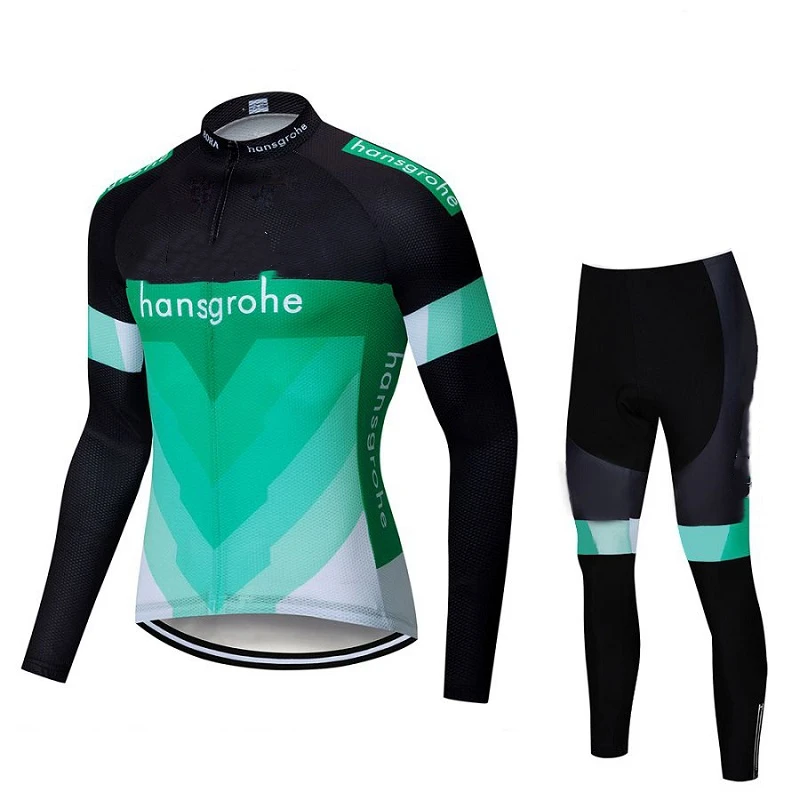 Hansgrohe команда Осенняя тонкая одежда с длинными рукавами набор мужской Велоспорт Джерси Bib длинный велосипед Ropa Ciclismo велосипед одежда NW - Цвет: fleece set