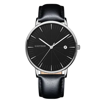 

Men‘s Fashion Black Quartz Watch Leather Watchband High Quality Casual Waterproof Wristwatch Gift for men watches