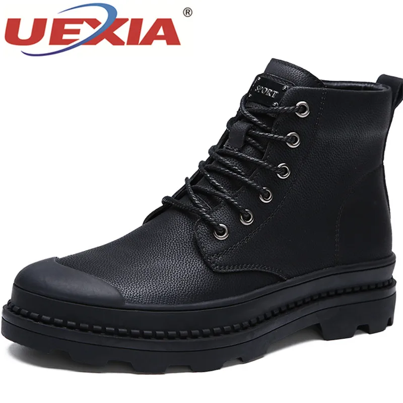 

UEXIA Winter Warm Men Snow Boots Casual Slip On Men Shoes Hard-Wearing Non-Slip Plush Snow Boots Fur Men Shoes Big Size 46 47