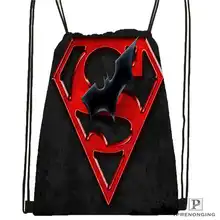 Пользовательский Герой Супермен против Бэтмена походная сумка на шнурке милый рюкзак для детей(черная спинка) 31x40 см#180611-01-21