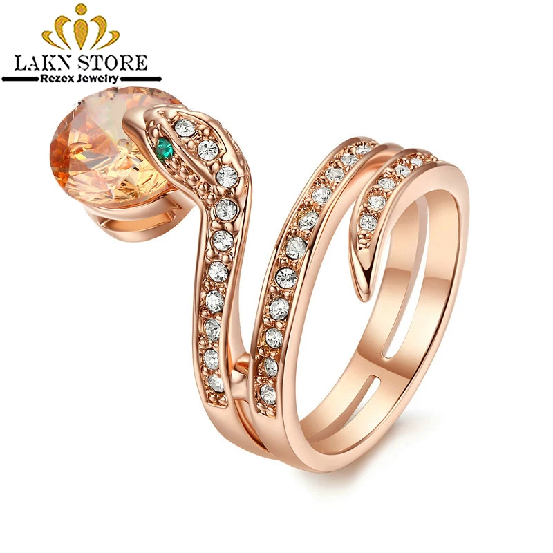 

anillo mujer cubic zirconia rose snake ring for women/Men AAA CZ crystal party ring anelli donna jewelry 2018 anel feminino