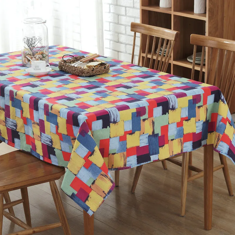 

BZ304 Colored square graffiti canvas Table Cloth Tovaglia rettangolare Tovaglia plastificata Home Decoration
