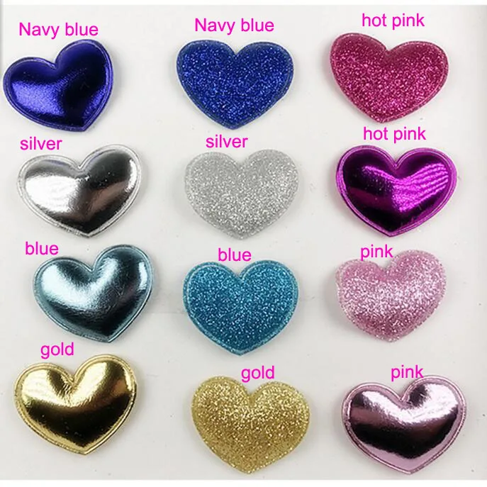 

60pcs/Lot 3.4*3cm Mix Colors Heart Shape Patches Multicolors Padded Applique for DIY Children Hair Accessories