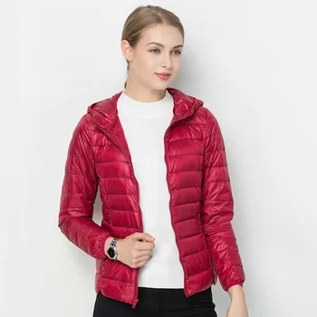 

2020 New Down Coats Women's Garment Parkas Autumn Winter Short Solid Zipper Woman Down Hooded Thin Jackets Vests For Ladies