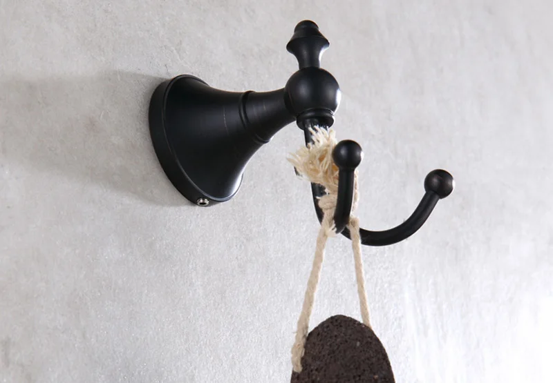Клей двойной Ванная комната крюк черный античная латунь настенные крючки декоративные Винтаж Бронзовый крючок для одежды для Полотенца