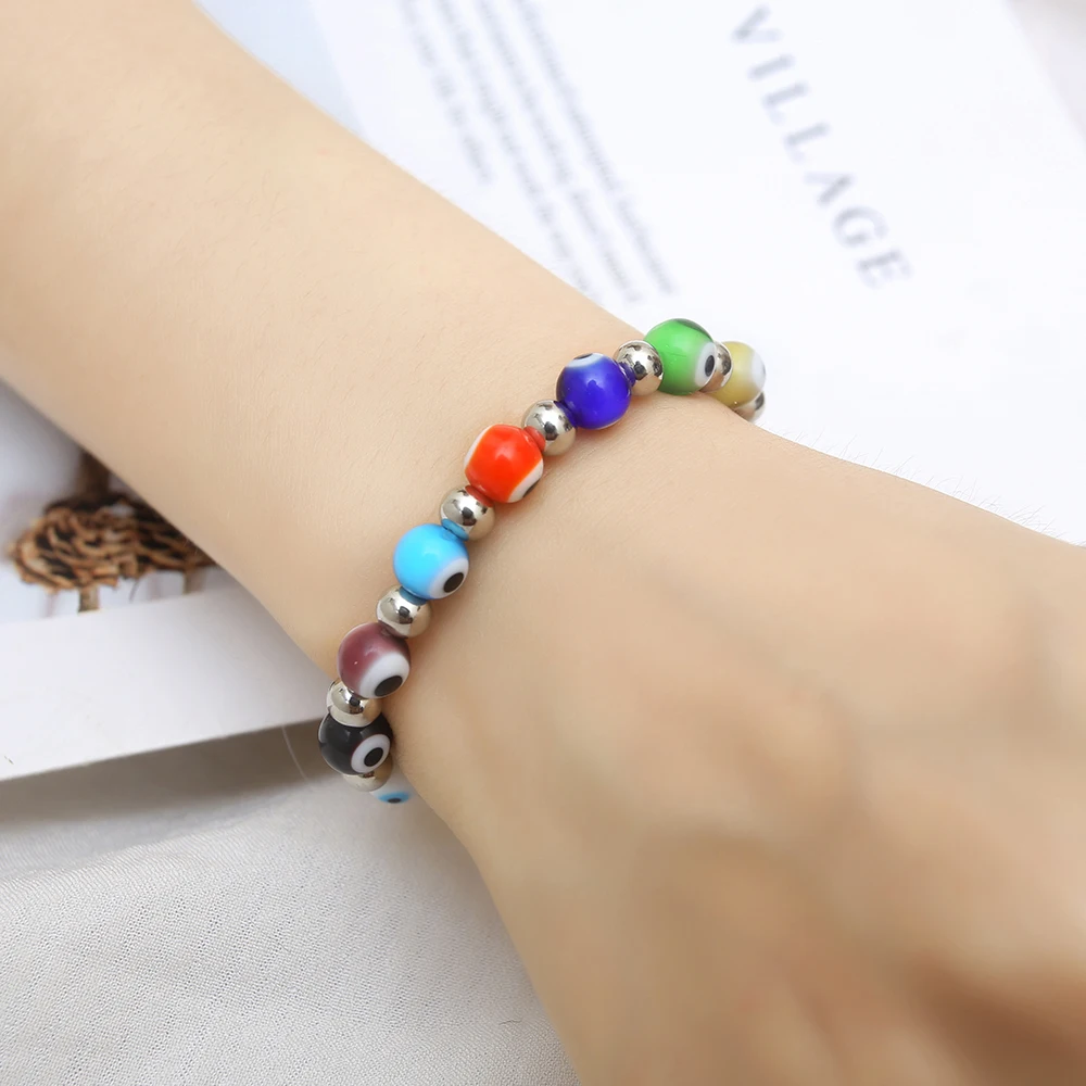 New 8MM Natural Black Volcanic Lava Stone  Beads Bracelet Colored eyes Beads Bracelet for Women Men Wear Jewelry Gift3