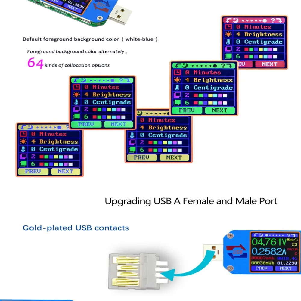 RD UM25C/UM25 USB 2,0 type-C цветной ЖК-тестер измеритель напряжения тока Вольтметр Амперметр Измерение заряда батареи сопротивление кабеля