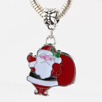 

Hot Sell ! 10pcs Red Enamel Santa Claus Charm Dangle Bead Fit Charm Bracelet DIY Jewelry 24x39mm nm375