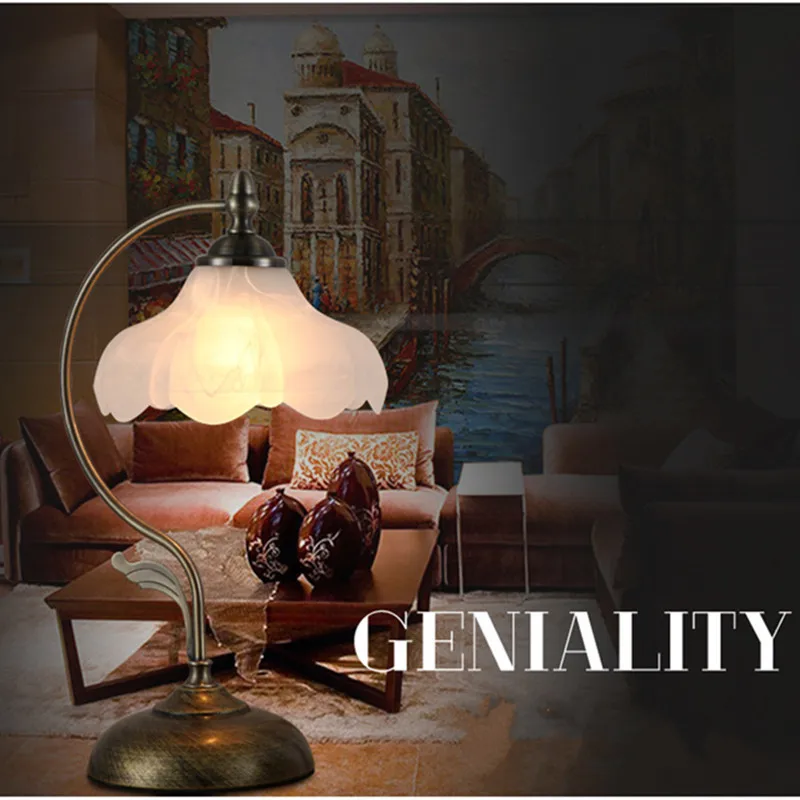 European Creative Table Lamp Bronze E27 Simple Table Lamp Bedroom Bed