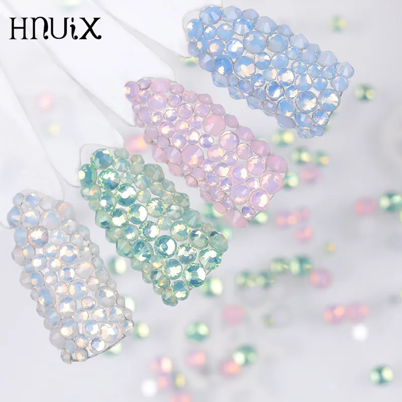 

450pcs / Pack Mix size pink opal crystal Nail Art rhinestones for 3d charm flat glass Non Hotfix diy nail decorations