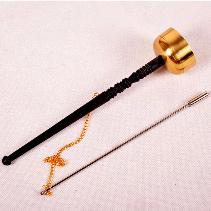 

Taoism Buddha Equipment Dharma-vessel Brass Straight-bar Long Handle Inverted Bell Diameter of 5.5 Cm for Read Buddhist Texts
