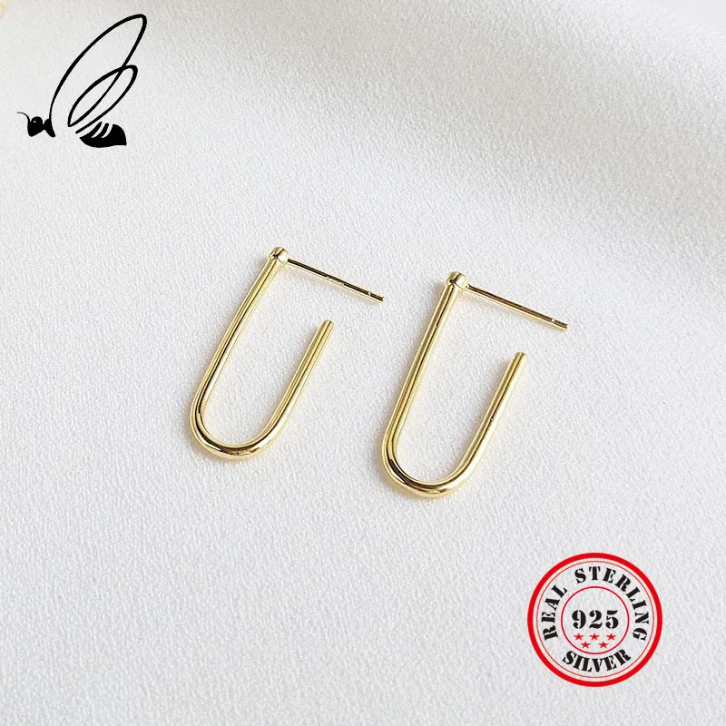 

Letter U Earring 925 Sterling Silver Gold Color Simple Paper Clip Long Stud Earrings For Women Summer Jewelry Earing Kьpe Aretes