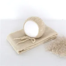 32 см x 150 бежевый стрейч обёрточная бумага с комплект с капором мохер для вязания крючком мальчик шляпа для фотографирования новорожденных Комплект