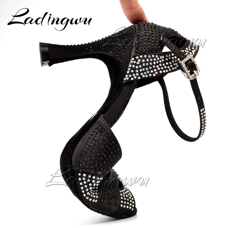 Glitter Rhinestone Latin Dance Shoes Women Satin Salsa Dancing Shoes Woman Tango Ballroom Ladingwu dance shoes