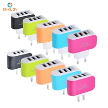 ENKLOV, 4 цвета, штепсельная вилка европейского стандарта, 3 порта, светодиодный светильник, USB зарядное устройство, 5 В, 2 А, настенный адаптер для мобильного телефона, микро Зарядка данных для IPhone, IPad, samsung