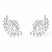 GODKI/модные серьги-гвоздики в форме кубического циркония, в форме листа, с кристаллами, для женщин, модные ювелирные изделия, свадебные, Brincos Femme