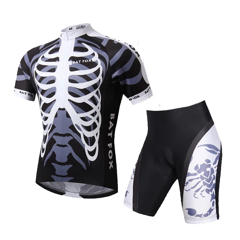 BATFOX Men Cycling Jersey Short Sleeve Summer Breathable Cycling Climbing Roller Skating Bike Jersey