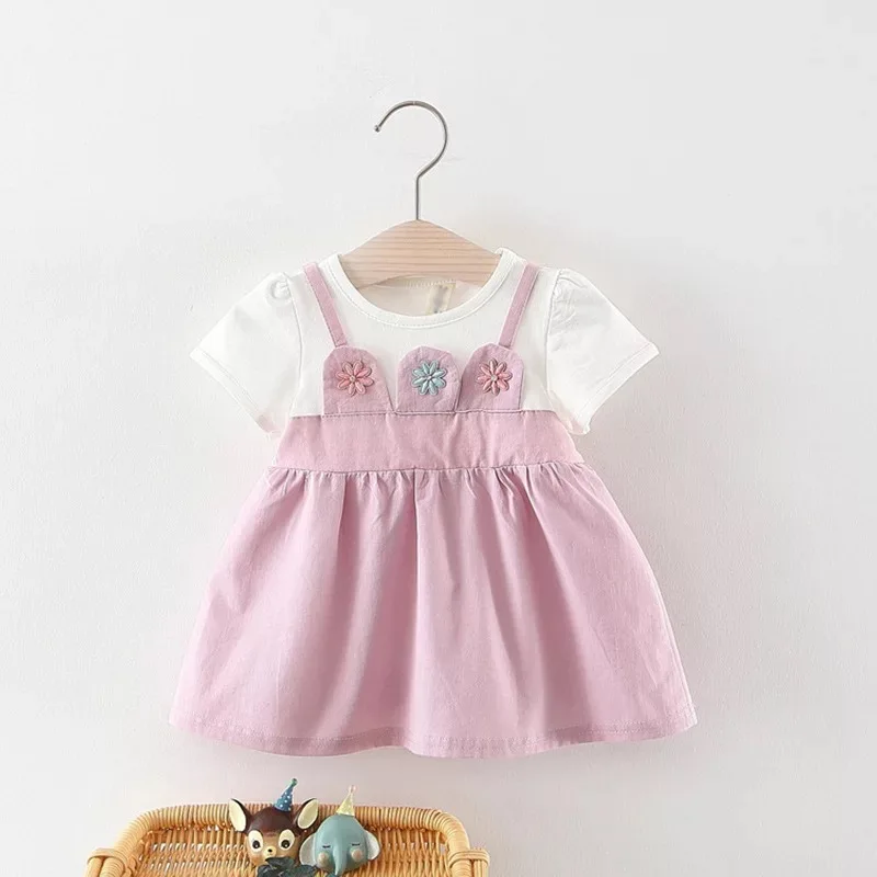 BNWIGE/летнее платье с короткими рукавами для маленьких девочек; платье на крестины и День рождения; платья для новорожденных; повседневная одежда для детей