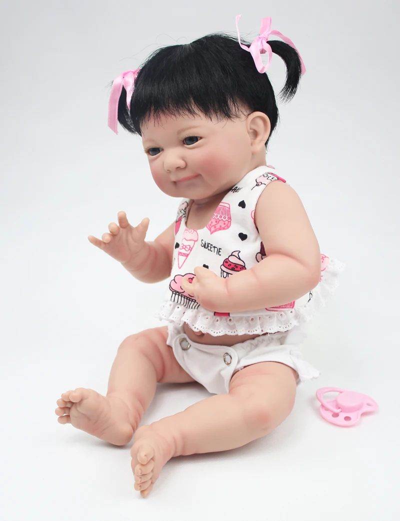 35 см полный силиконовый корпус Reborn Baby Doll игрушки Реалистичные 14 дюймов Мини Винил принцесса улыбка Девочка Младенцы кукла подарок на день рождения Купание игрушка