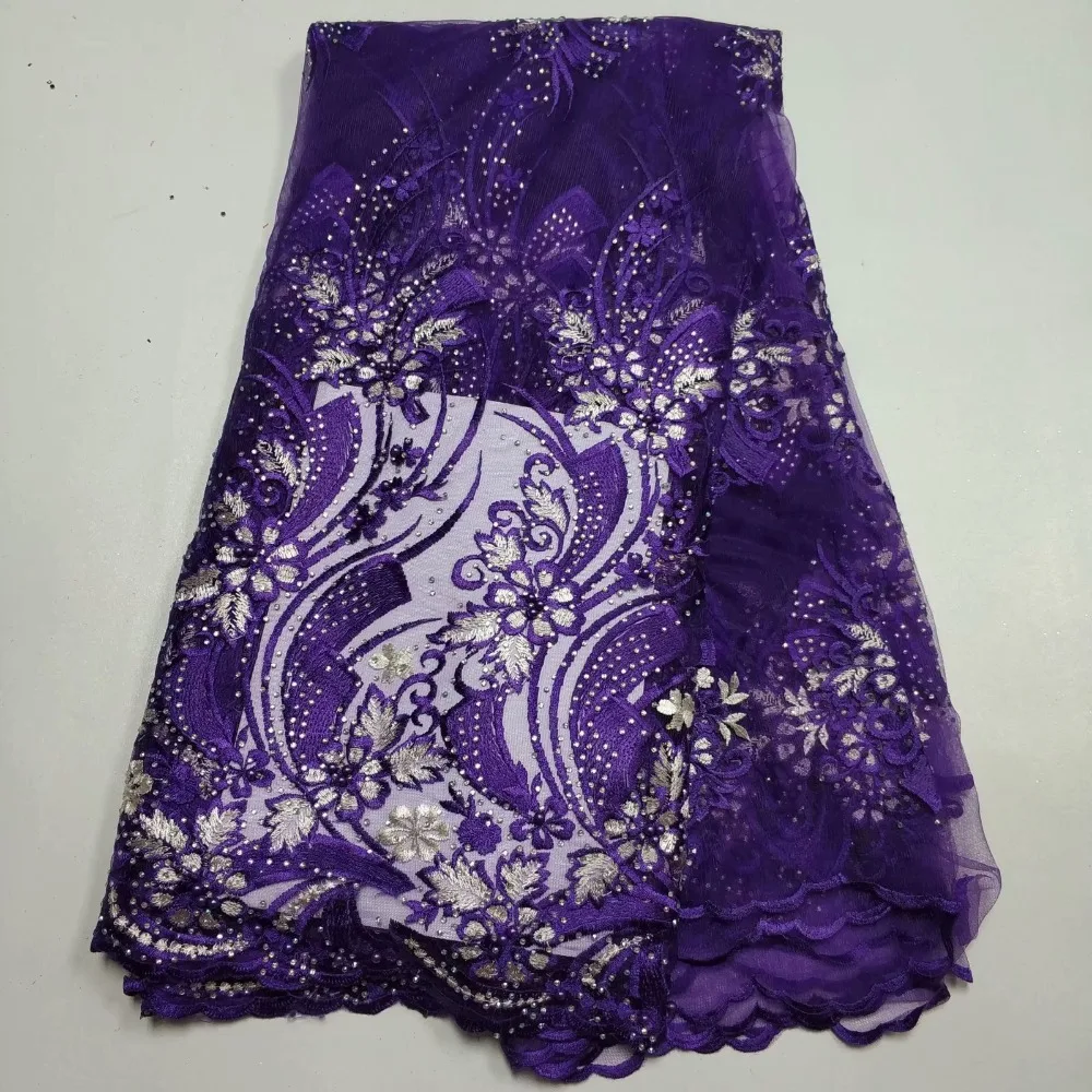 

The new African voile lace fabrics, the high quality of Nigeria lace fabric with fine jewels