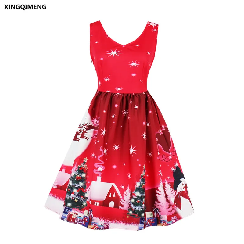 In Stock Red Cocktail Dress with Christmas Trees Pattern Elegant Short Cheap Simple Formal Dress
