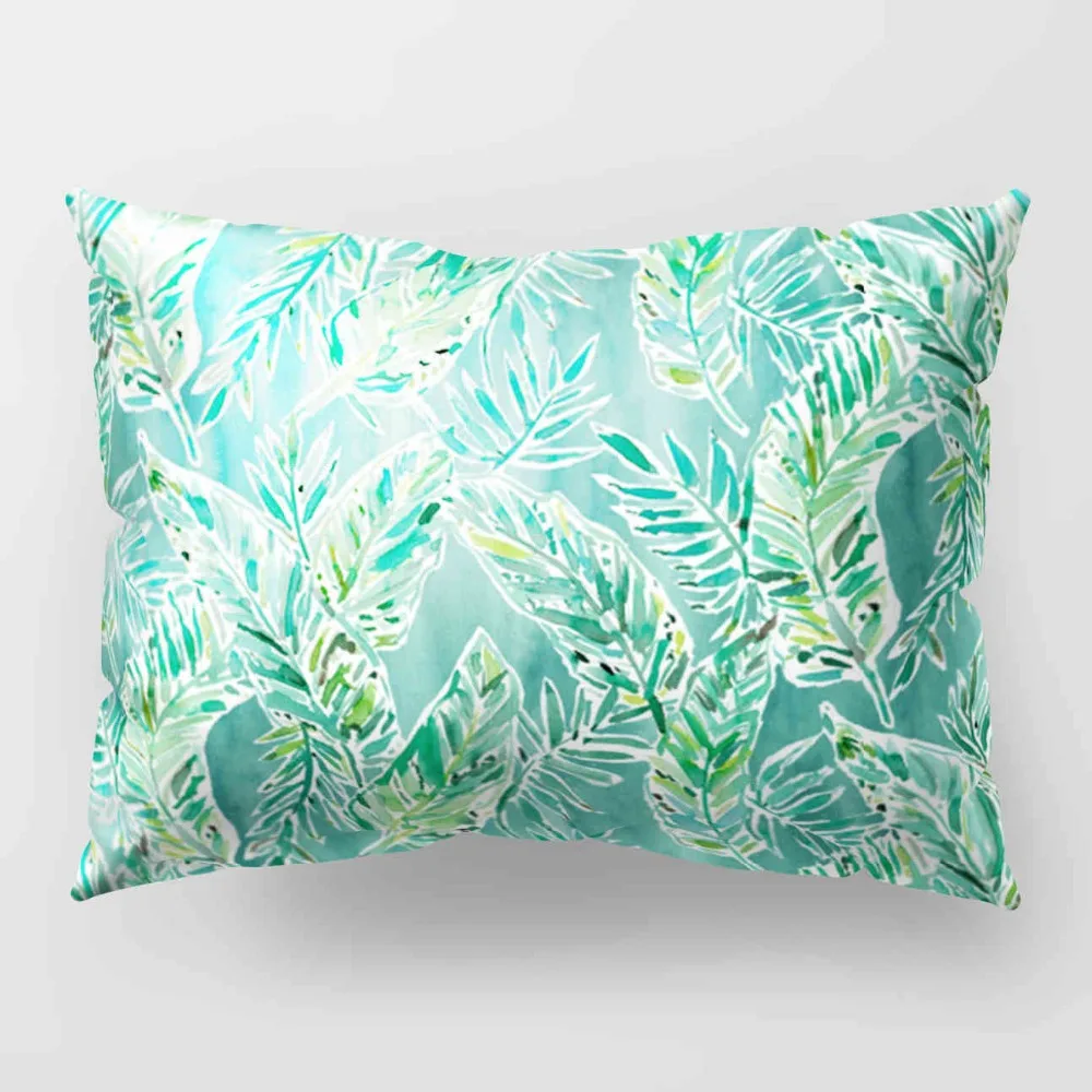 

Retro Green Leaves Cactus Linen Cotton Chair Cushion Case Polyester Home Decor Bedroom Decorative Sofa Car Throw Couch Pillows