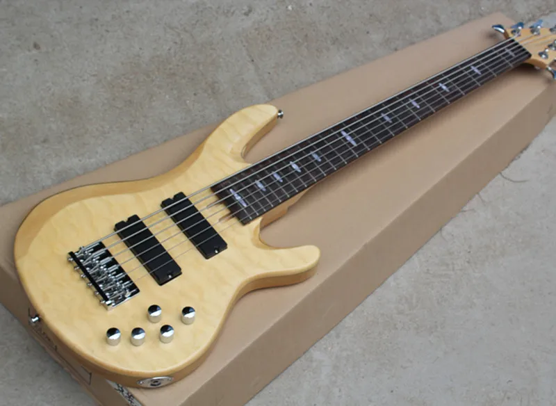 

6 Strings Electric Bass Guitar with Flame Maple Veneer,Offer Customized