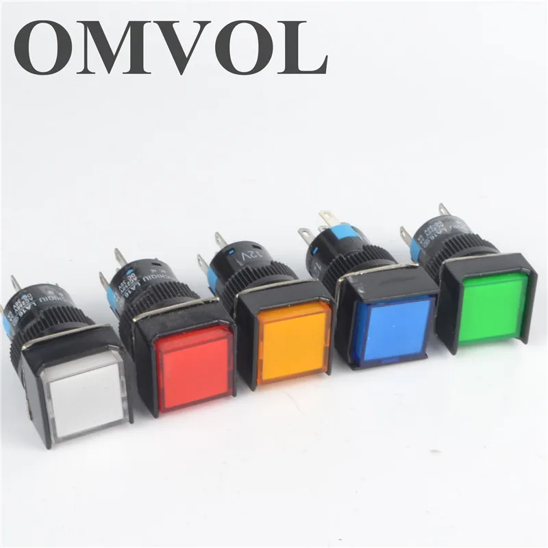 

16mm momentary & Self-locking push button switch with LED lamp square button
