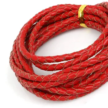 

4mm 2M Round Woven Leather Rope Genuine Leather Cord Jewelry Findings For Jewelry Making Necklace Bracelet DIY