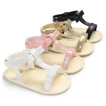 

Baby Girsl Summer New Princess Sandal Fashion Simple Open Toe Sandal 4 Colors Toddler Girls Bow Soft Sole No-slip Casual Sandals