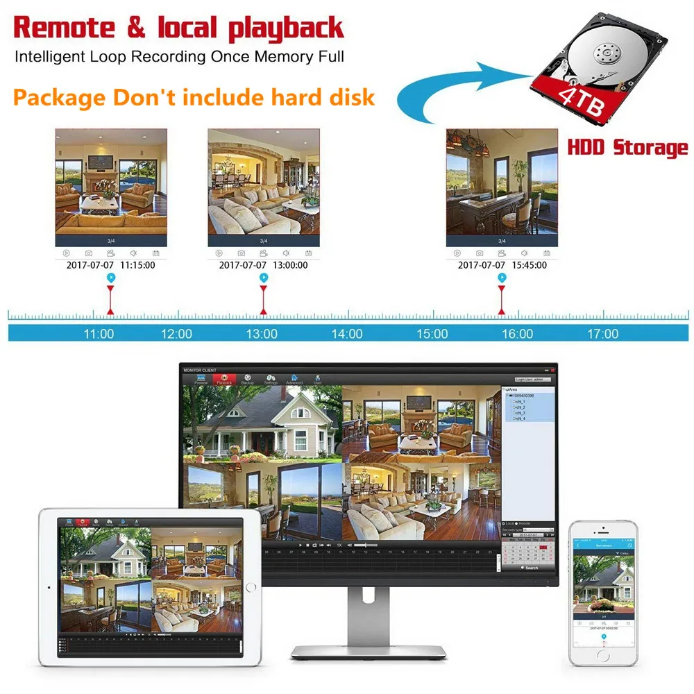  16ch wireless cctv ip camera security system kit 1080P 8ch 4ch video surveillance outdoor 5MP nvr h
