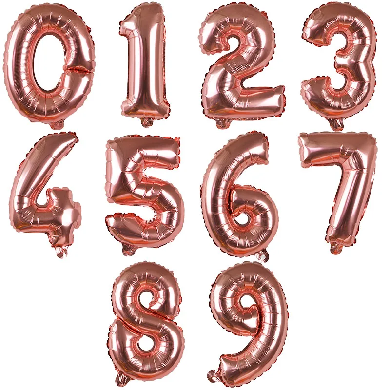 1 шт фольгированные воздушные шары с цифрами на день рождения, воздушные шарики для свадебного украшения, вечерние шарики для детского праздника, Рождественский шар - Цвет: Rose gold