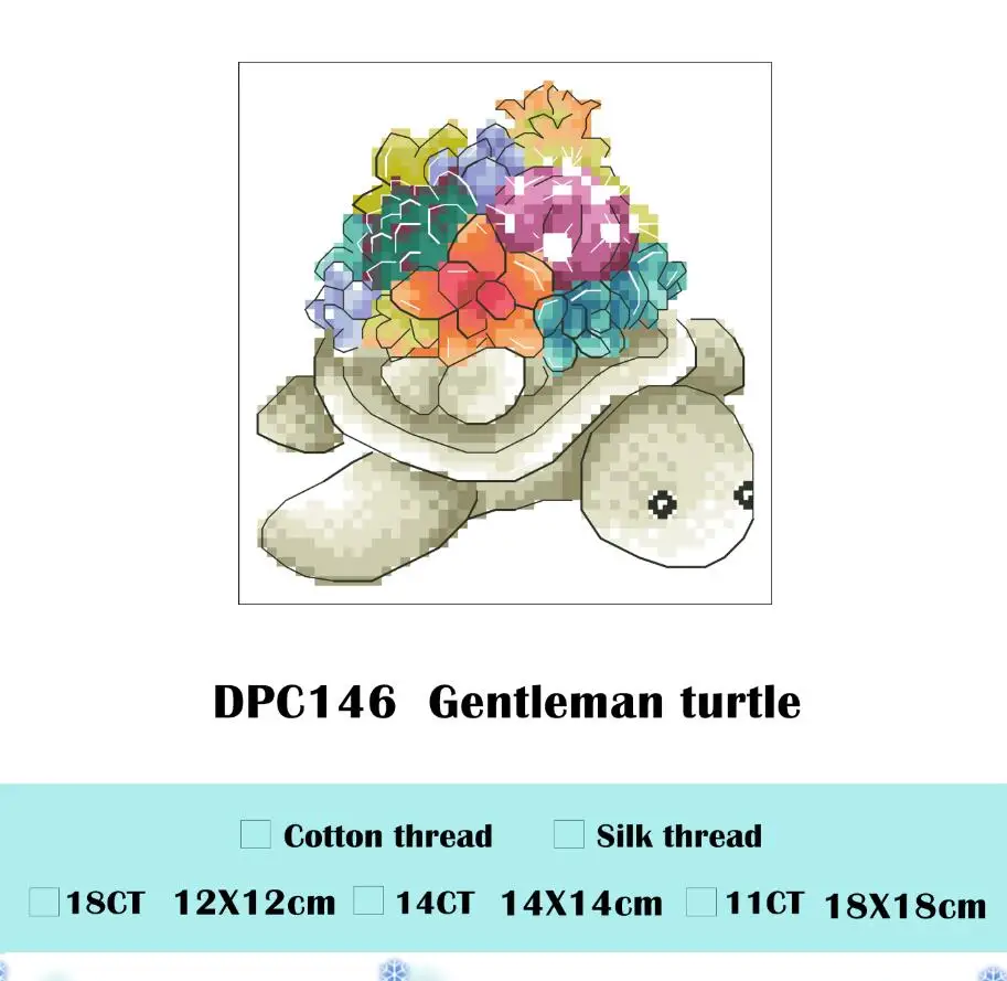 Джентльмен леди черепаха вышивка крестиком посылка мультфильм растение 18ct 14ct 11ct ткань хлопок нить вышивка DIY рукоделие - Цвет: Белый