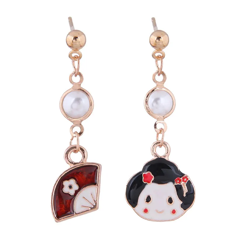 

fashion jewelry pearl enamel cartoon stud earrings sweet enamel earring women jewelry