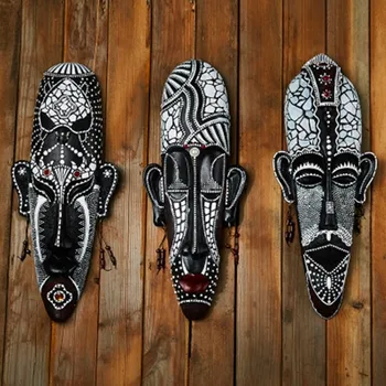 

European Style African Character Facebook Pendant Retro Ethnic Customs Mask Tattoo Shop Wall Art Hangings Ornaments X1199