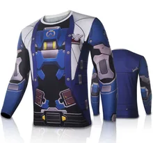 Mens Casual OW Soldier 76 Skins Heros Cosplay Long Sleeve O-Neck Polyester T-shirts Tee Shirts Tops