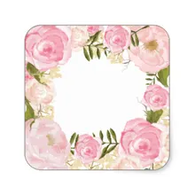 3,8 м Современная винтажная розовая Цветочная Свадебная пустая квадратная наклейка на заказ