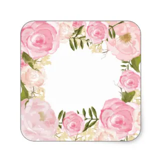 

3.8m Modern Vintage Pink Floral Wedding Blank Custom Square Sticker