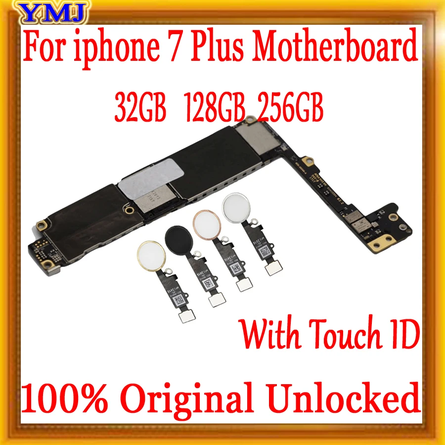 Factory unlocked for iphone 7 Plus font b Motherboard b font With Without Touch ID No