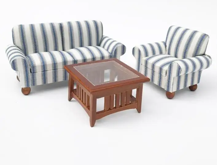 

1:12 Dollhouse Miniature sofa Furniture toy Wooden sitting room Sofa table set Kids pretend Play Toys Miniature scene props