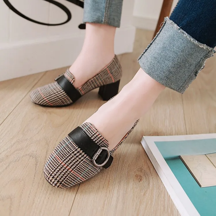 

Big Size 11 12 13 14 15 16 17 ladies high heels women shoes woman pumps Square head and shallow mouth metal decorative foot