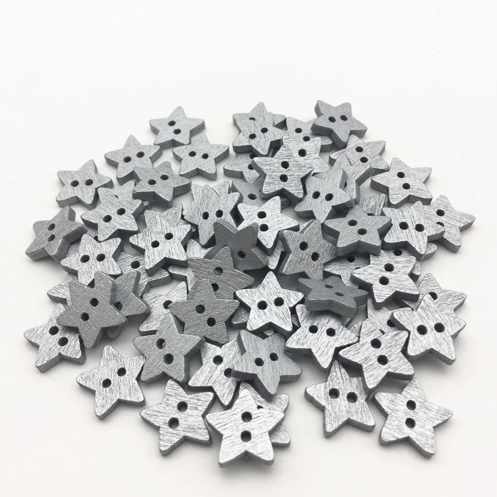 

1000pcs 15mm Silver Wood Star Buttons Christmas Embellishments Scrapbooking Cardmaking Crafts Xmas Button