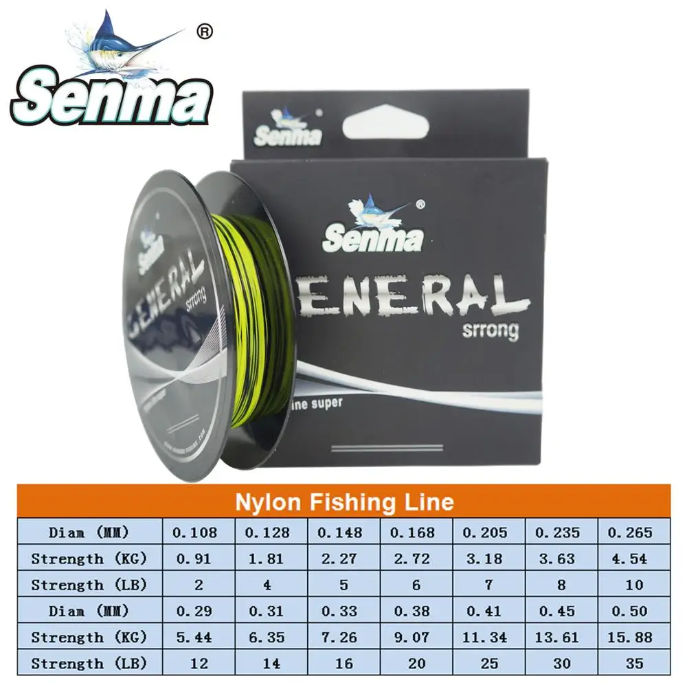 

Senma Nylon Fishing Line Premium Japanese Bionic Nylon Line 150M Monofilament 2-35LB Test 4 Colors Available Mix Color Line